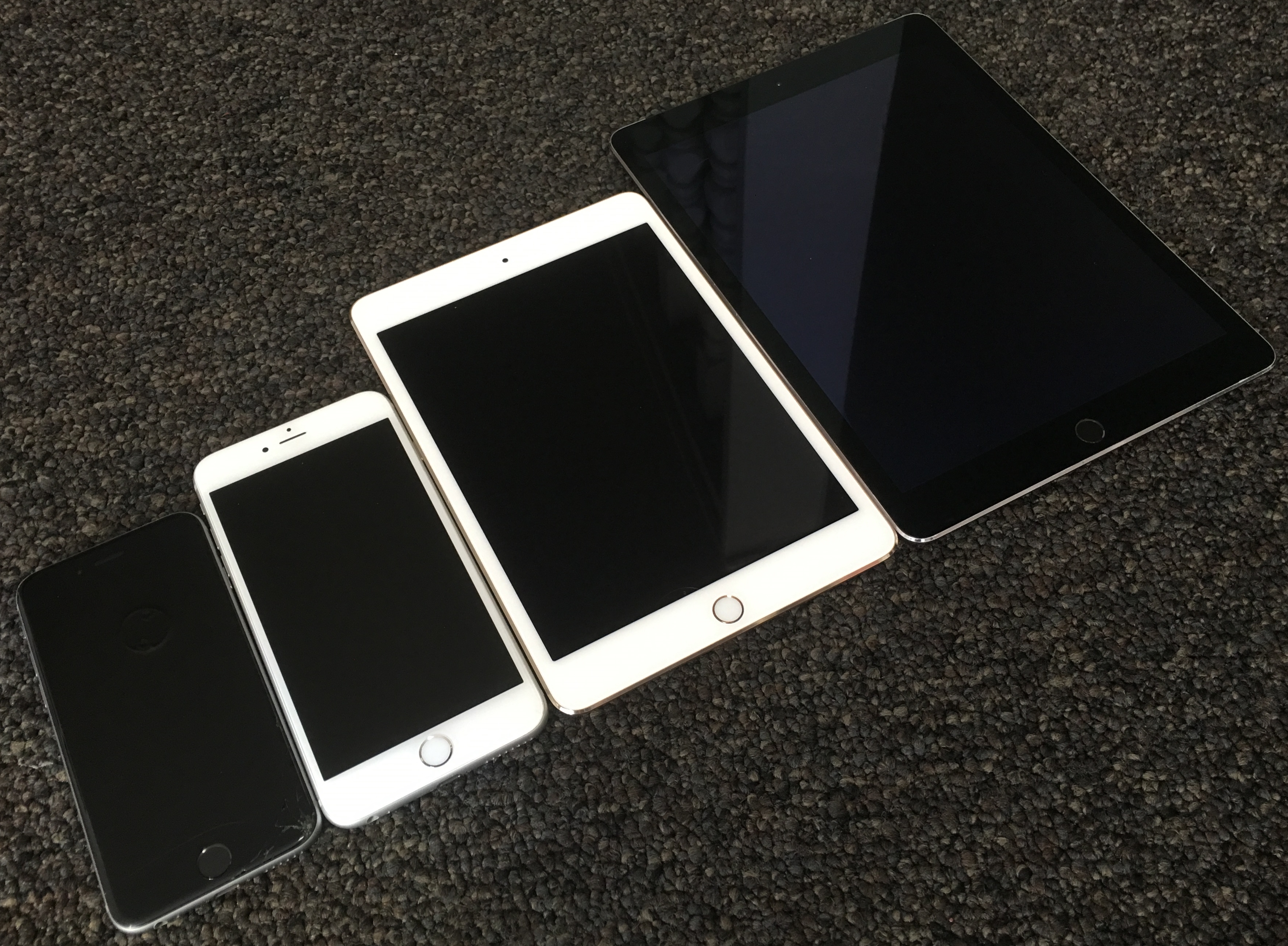 iPhone 6, iPhone 6 Plus, iPad mini 4 og iPad Air 2.