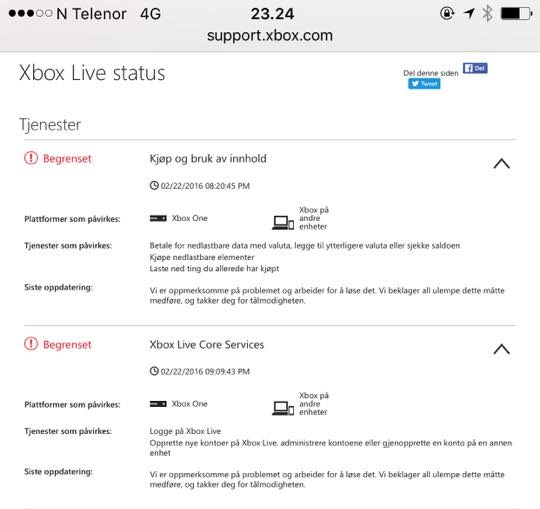 Xbox Live hadde store problemer mandag.