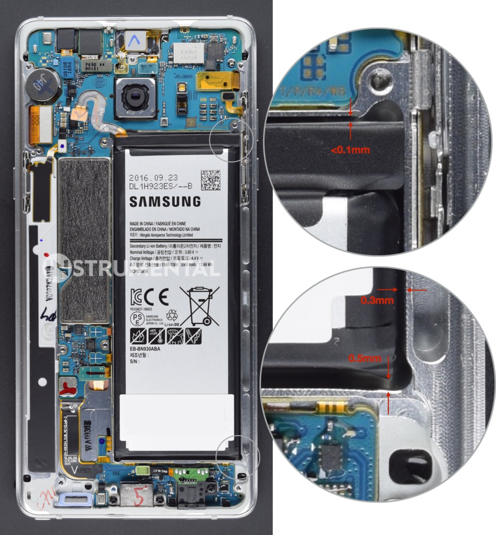 Bilder avslører at det ikke er nok plass til batteriet i Note 7.