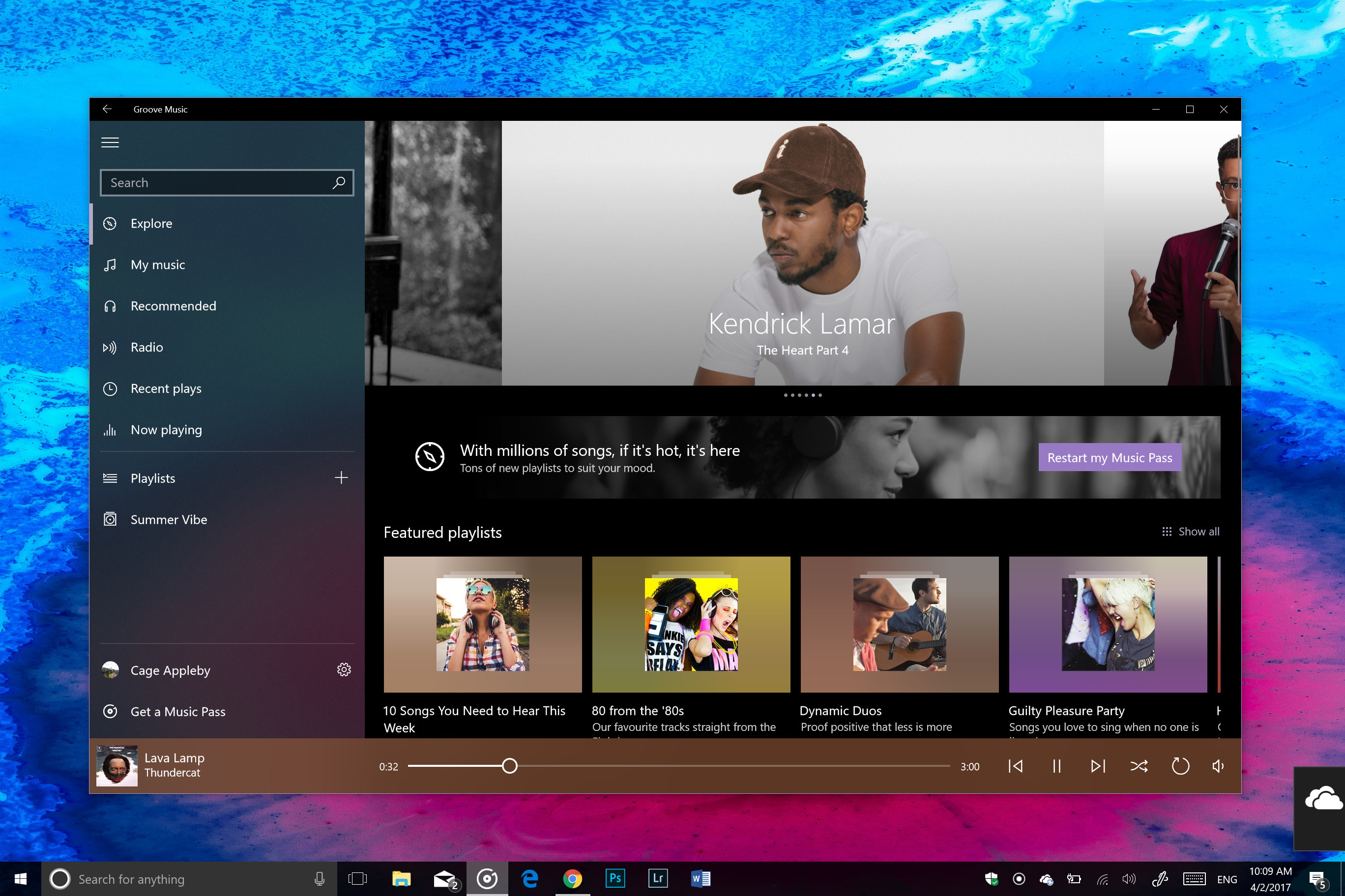 Det oppgraderte designspråket i Windows 10 har i lengre tid blitt testet med Groove.