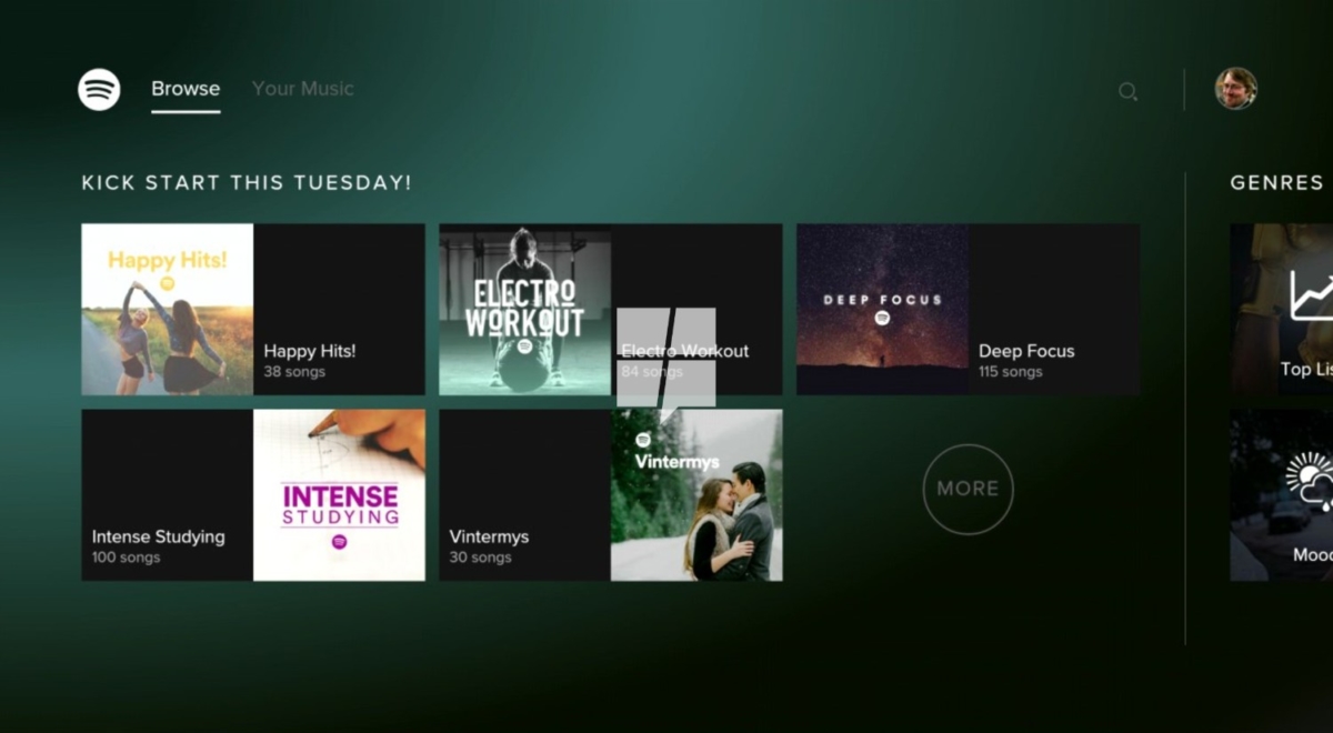 Spotify til Xbox One har støtte for bakgrunnsavspilling..