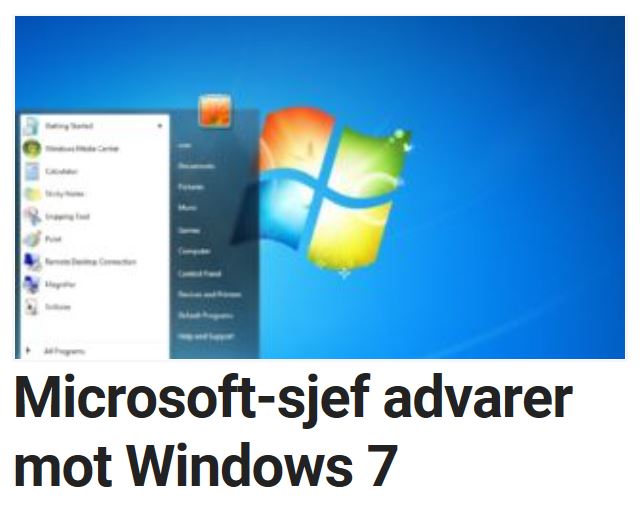 Microsoft oppfordrer brukerne om å oppgradere.