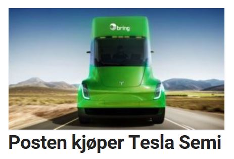 Posten Norge har bestilt Tesla.