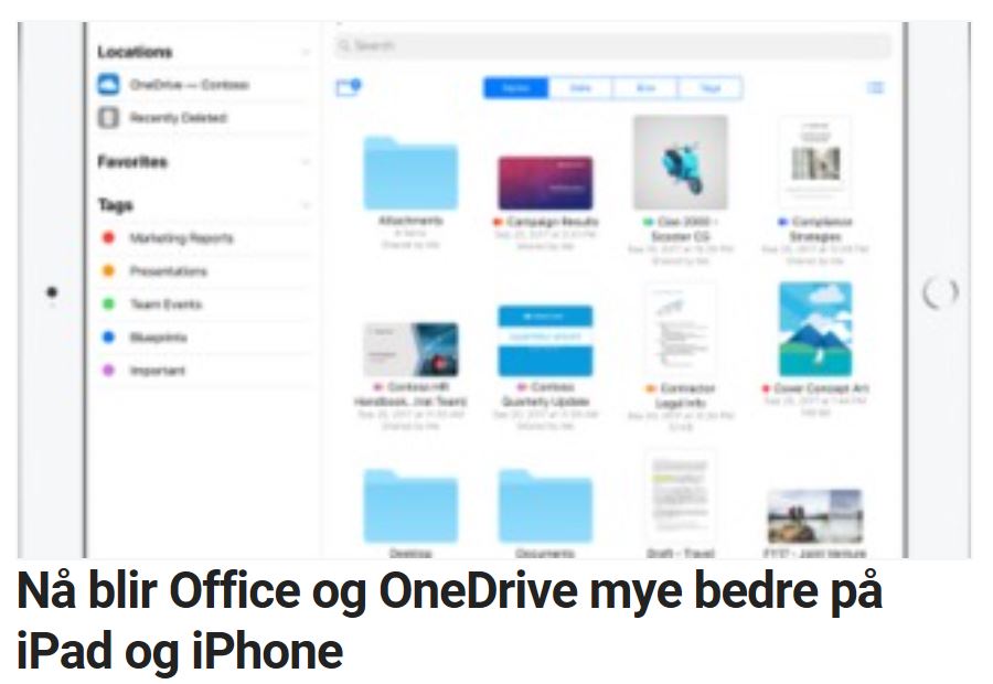 Office og OneDrive blir bedre i iOS.