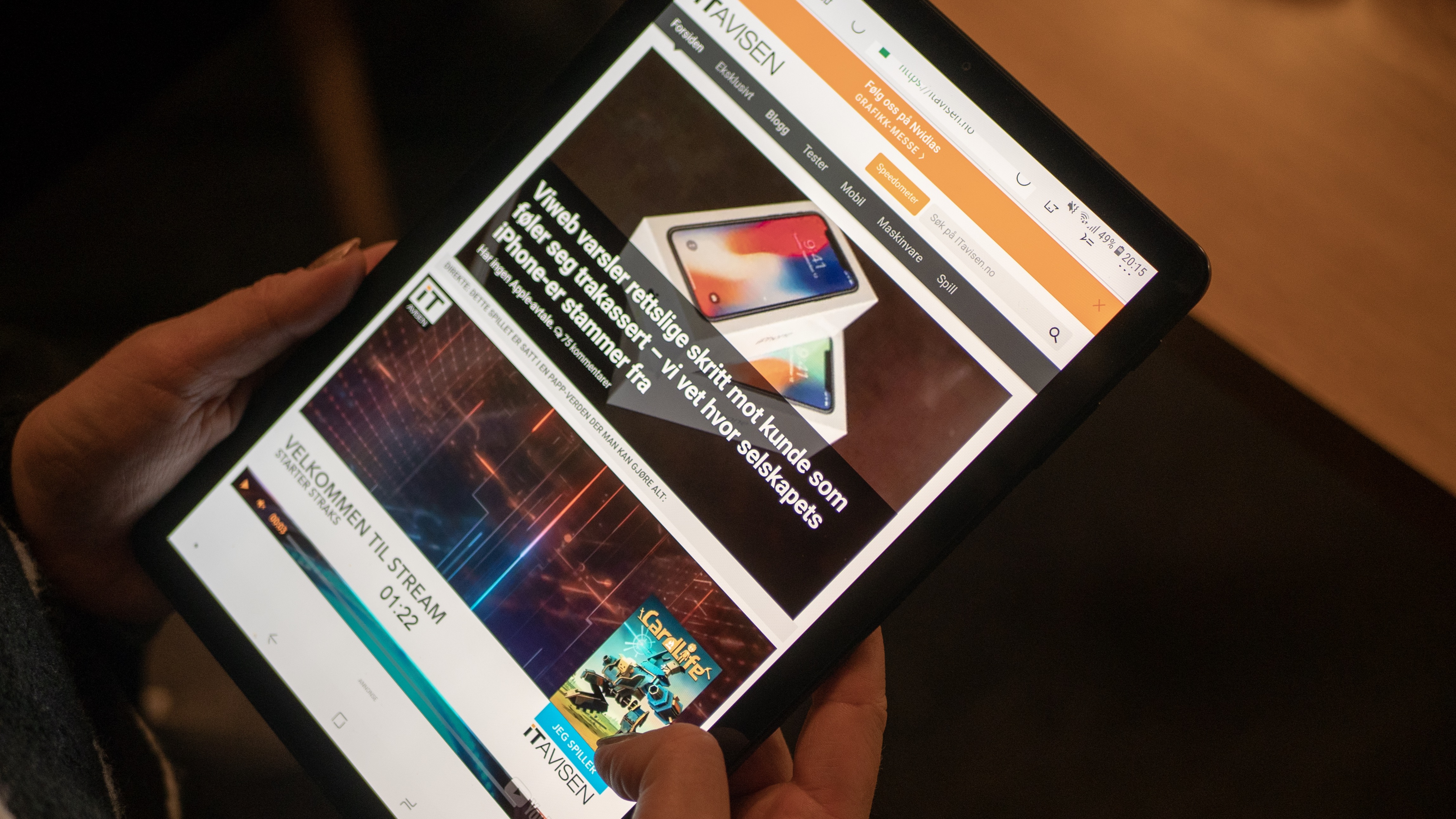 Med Galaxy Tab S4 kan du surfe på dine favorittsider.
