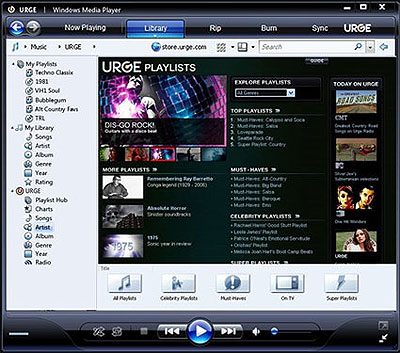 Windows Media Player 11 URGE