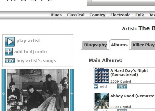 Bluebeat.com mener de har tillatelse til å selge Beatles-låter. Det mener ikke Apple, Beatles' plateselskap...