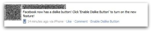 «Facebook now has a dislike button! Click 'Enable Dislike Button' to turn on the new feature!»