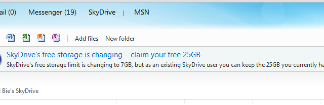 Har du vært tidlig ute med å lage en SkyDrive-konto blir du møtt av denne beskjeden når du logger inn på SkyDrive.com.