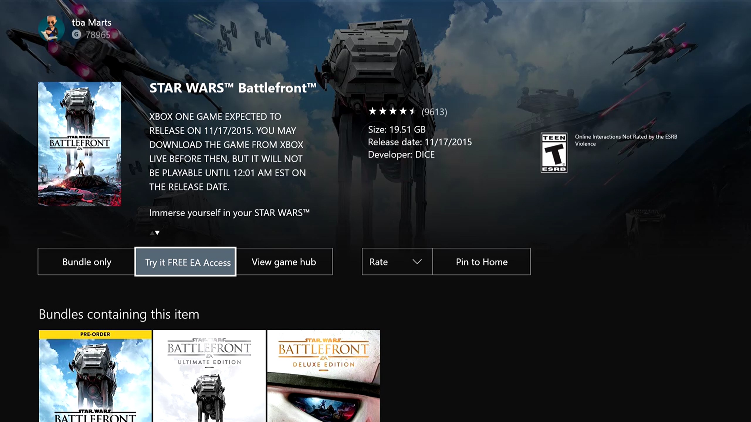 Har du EA Access, kan du laste ned Star Wars Battlefront.