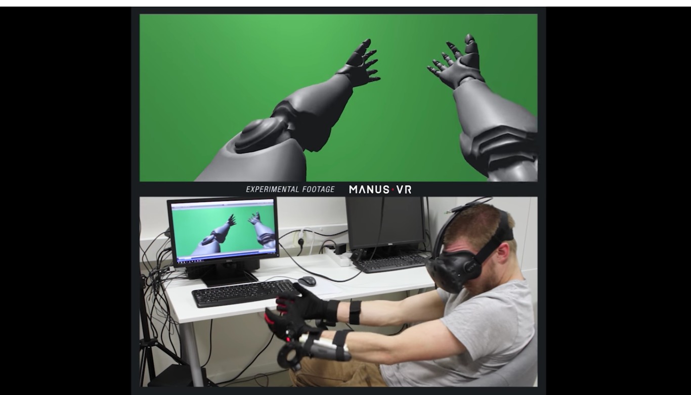 Manus VR viser frem hvordan sporing av hele armen kan fungere med HTC Vive.
