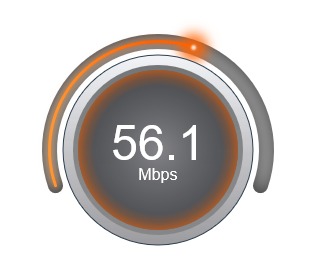 Sourceforge tester selvsagt nedhastigheten din. Vi betaler for 75 Mbps, i dag har vi kun 56,1 Mbps.