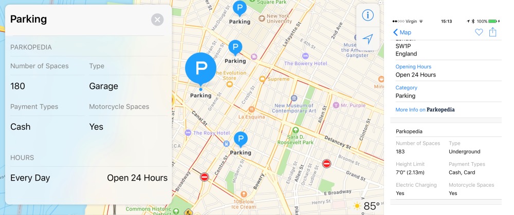 Parkopedia implementeres i Apple Maps.