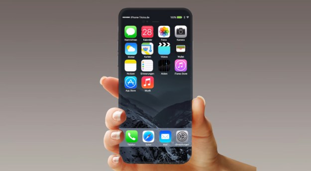 Dette er et konsept på hvordan iPhone 8 kan bli seende ut med heldekket skjerm.