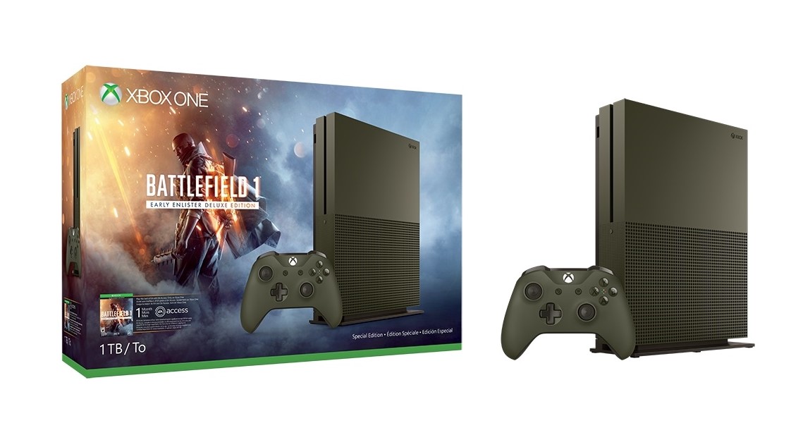 Xbox One S kommer i militærgrønn Battlefield 1-farge.