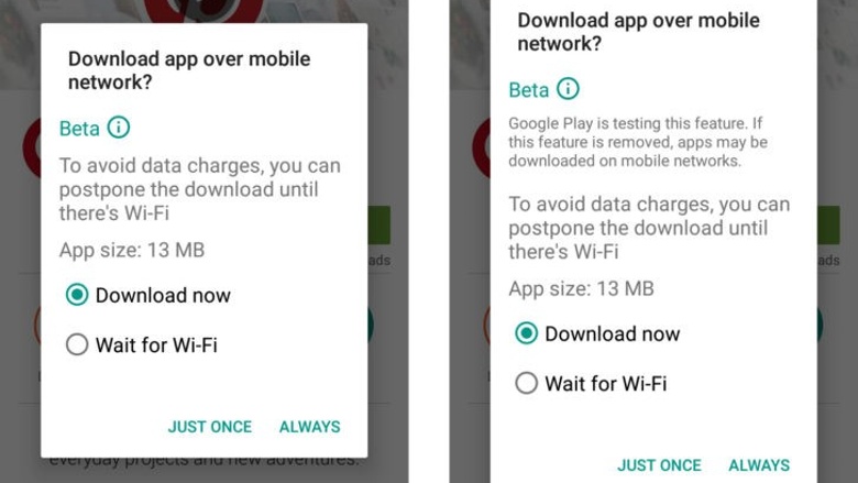 «Last ned nå eller vent på Wi-Fi?» spør Google Play Store