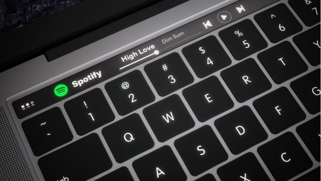 Dette er et konsept på MacBook med OLED-stripe som trolig kommer i år. I 2018 kan tastaturet bli helt endret.
