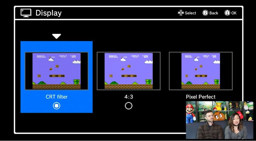 Nintendo viser frem de ulike skjermvalgene.
