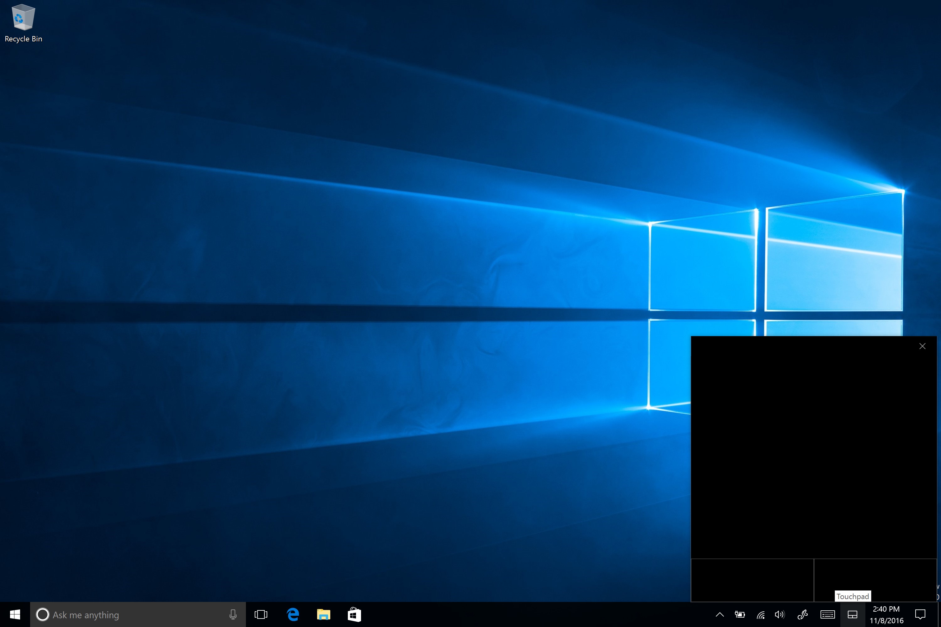 Nyeste testversjon av Windows 10 har en innebygget virtuell styreflate. Trykk på bildet for full versjon.