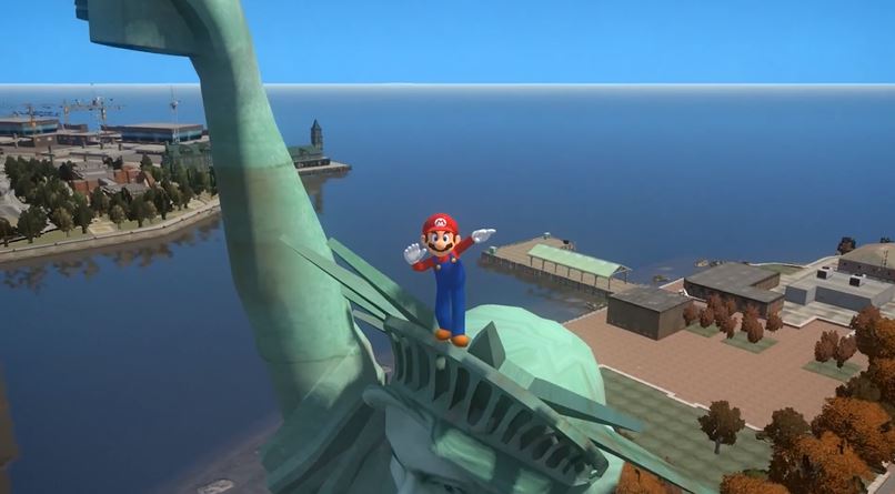 Mario rekker også en tur oppå Frihetsgudinnen i denne GTA-parodien.