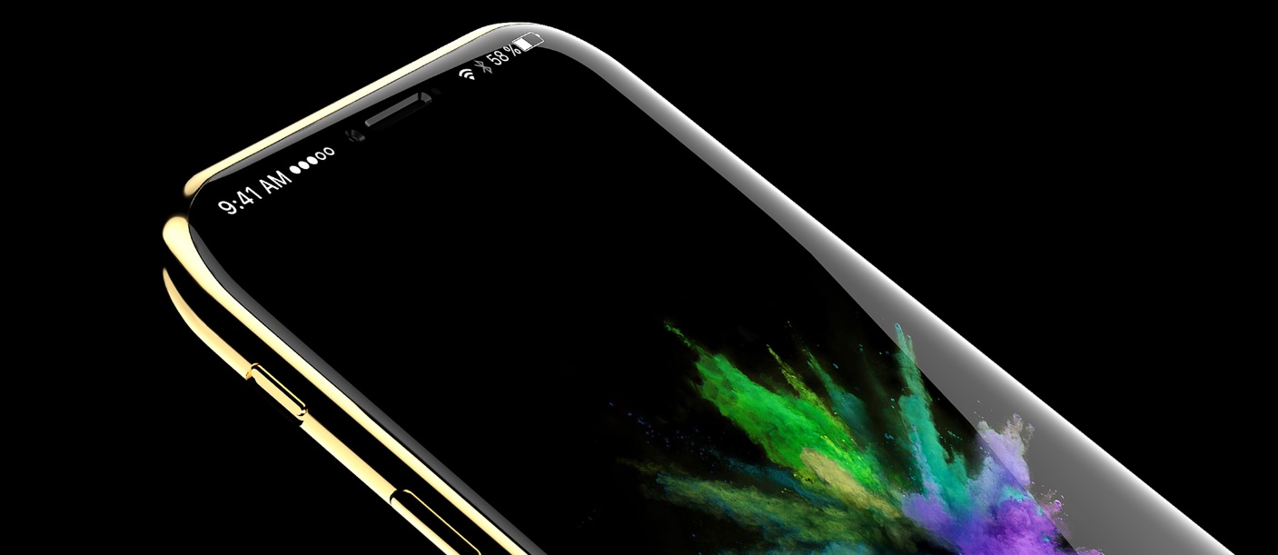 Gull og svart dekker det nye iPhone 8-konseptet der mobilen fra Apple beholder designutrykket, men moderniserer det med mindre ramme.