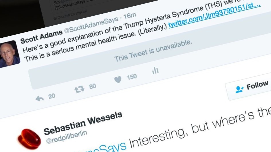 Scott Adams hevder Twitter sensurerte ham.