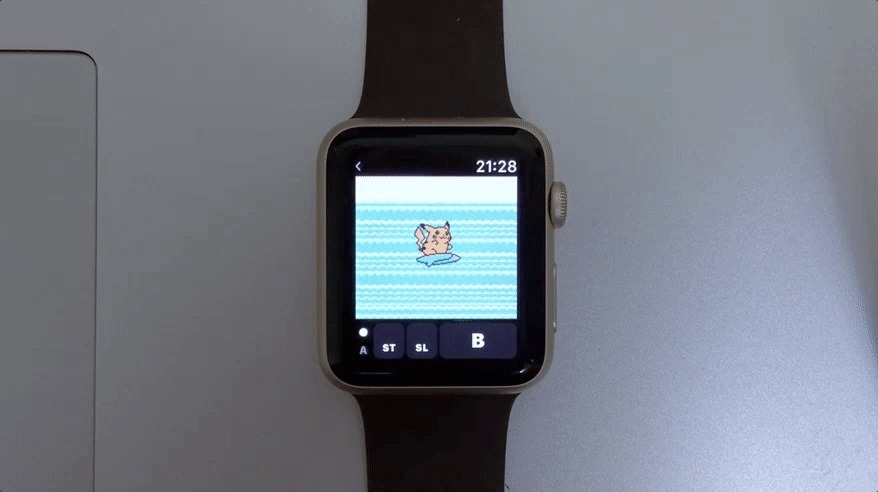 Her kjører Game Boy-emulatoren på en Apple Watch.