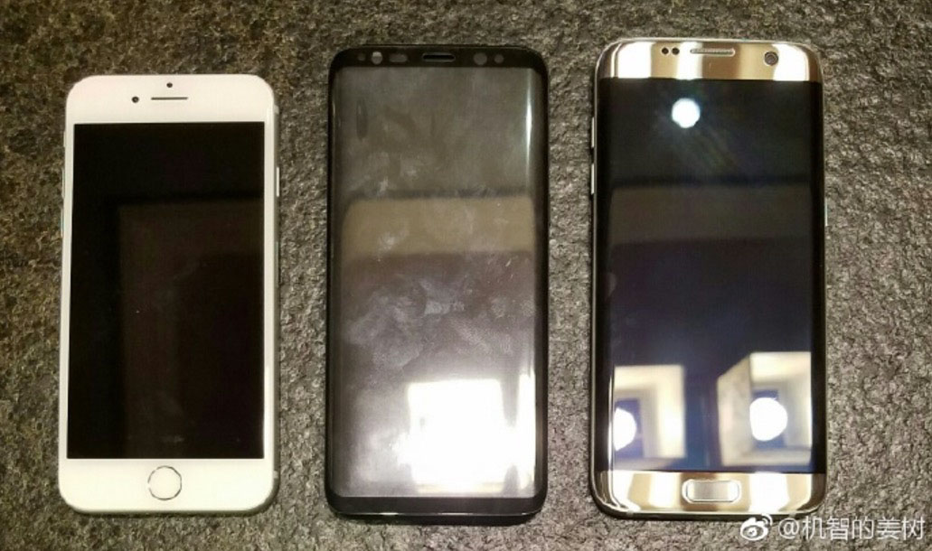 Fra venstre: iPhone 7, Galaxy S8 og Galaxy S7.