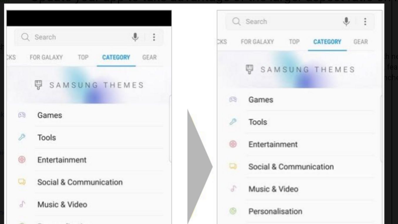 En app med maks 16:9-størrelsesforhold på en 18.5:9-enhet, altså Galaxy S8. Ikke særlig vakkert.