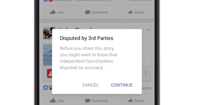 Prøver du å dele en historie Facebook mener ikke er korrekt kan du få denne meldingen.