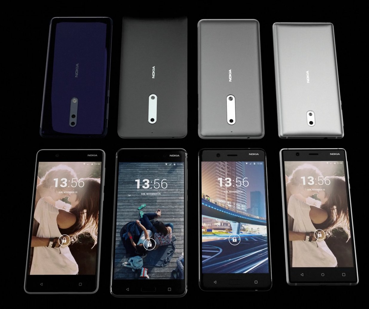 Nokia har annonsert tre telefoner, men dette bildet viser fire.