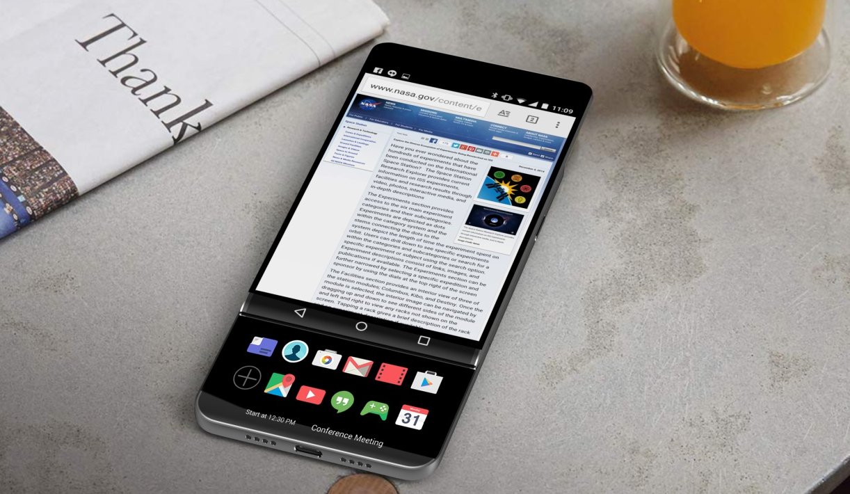 LG V30 kan få en ekstra skjerm i skjermen, hvis de fortsatt følger designretningen fra disse bildene.