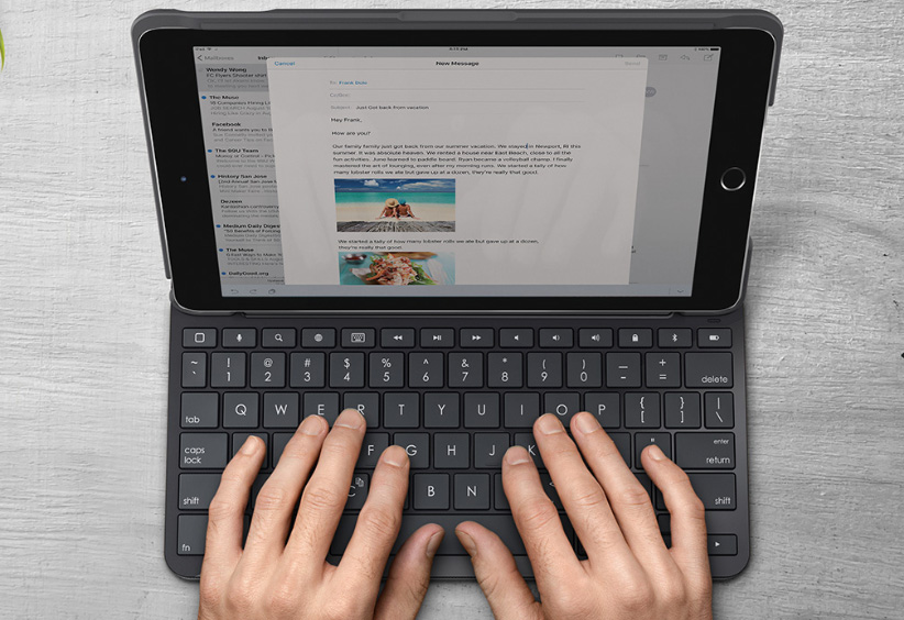 Logitechs nye Slim Folio-tastatur til femte generasjons iPad holder ut i fire hele år.