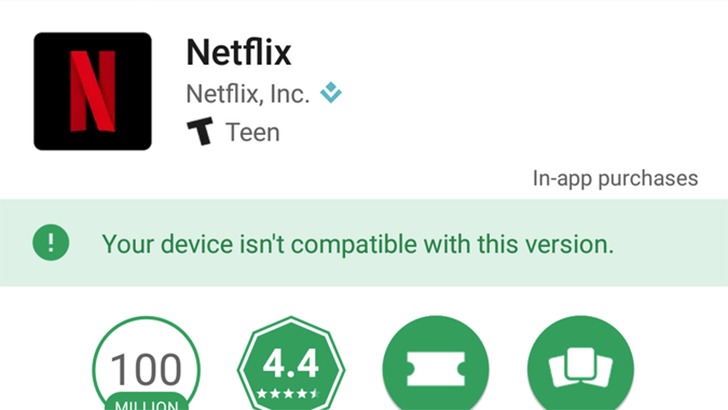 Brukere som har endret på Android-enheten sin, får opp denne meldingen når de forsøker å laste ned siste Netflix-versjon.