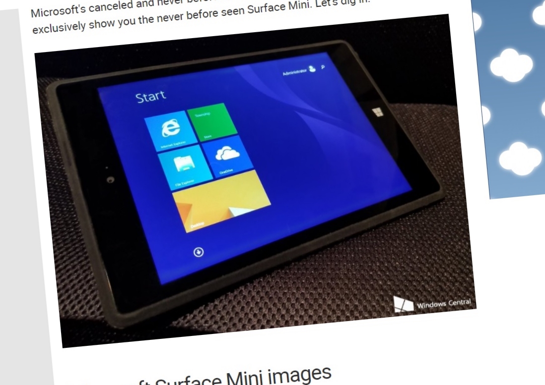 Windows Central har skaffet til veie bilder og informasjon om 8" brettet med Windows RT 8.1.