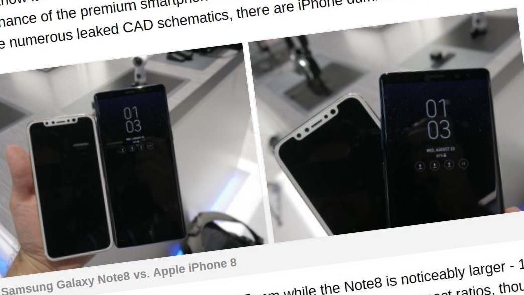Note 8 og iPhone 8.