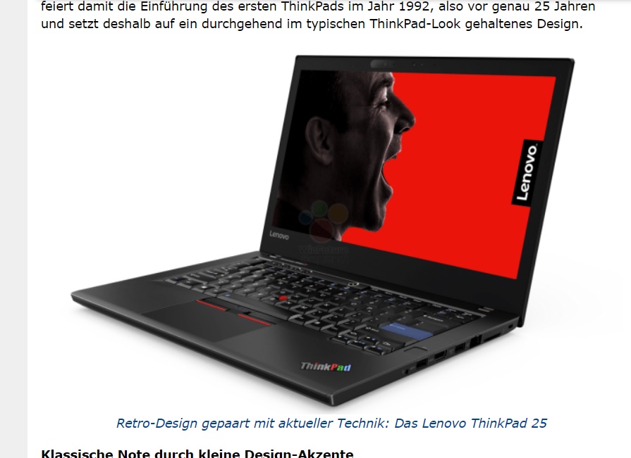Tyske Winfuture har skaffet til veie bilder av Thinkpad 25.