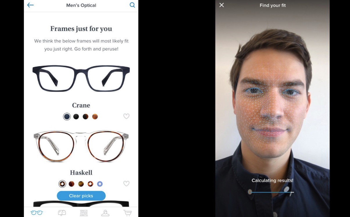 Face ID, som kun er å finne på iPhone X, måler ansiktet svært nøyaktig, langt bedre enn bare et kamera og AR-programvare, og kan derfor gi kunden en bedre oversikt over hvilke briller som passer.
