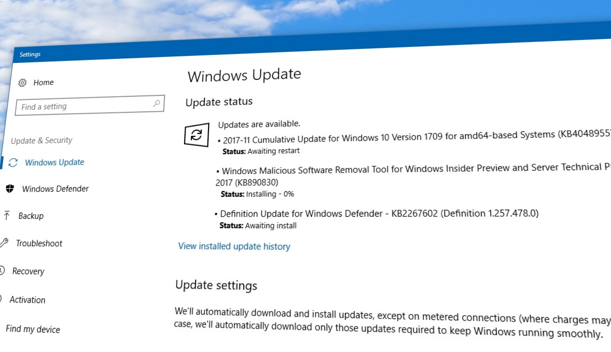 Det er på tide å oppgradere Windows 10 1709.