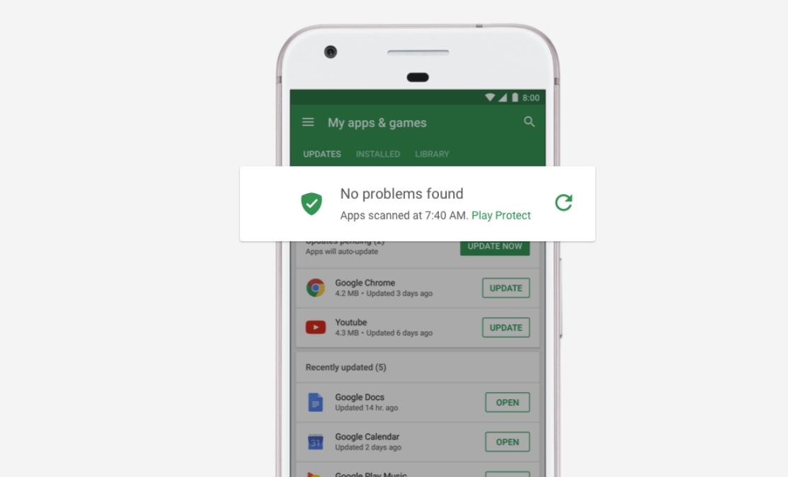 Google Play Protect stopper skadevare og skal bli bedre i år samtidig som sikkerhets-oppdateringstakten av eldre Android-enheter skal forbedres i 2018.