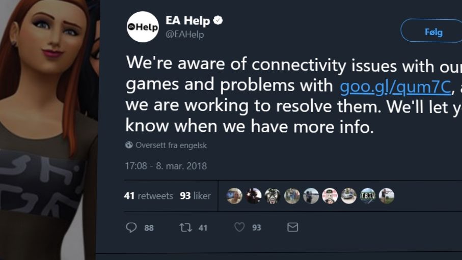 EA er for lengst klar over problemene der ute. Spørsmålet er hvor lang tid det tar å rette. Oculus brukte en hel dag i går.