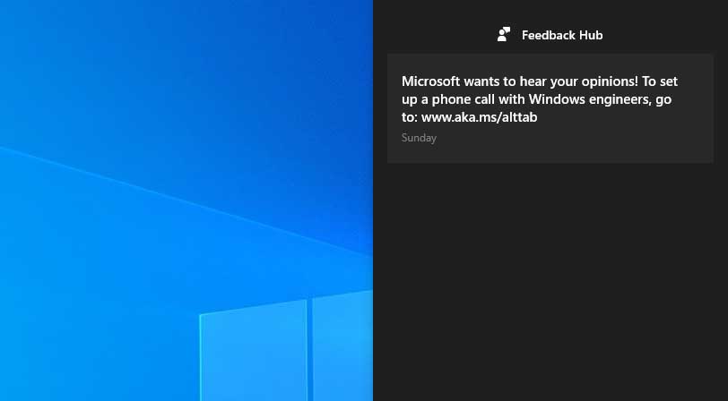 I Windows 10 kan du få varsel om å ringe Microsoft for å diskutere funksjonene deres.