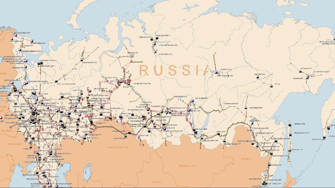 Russisk strømnett oversikt