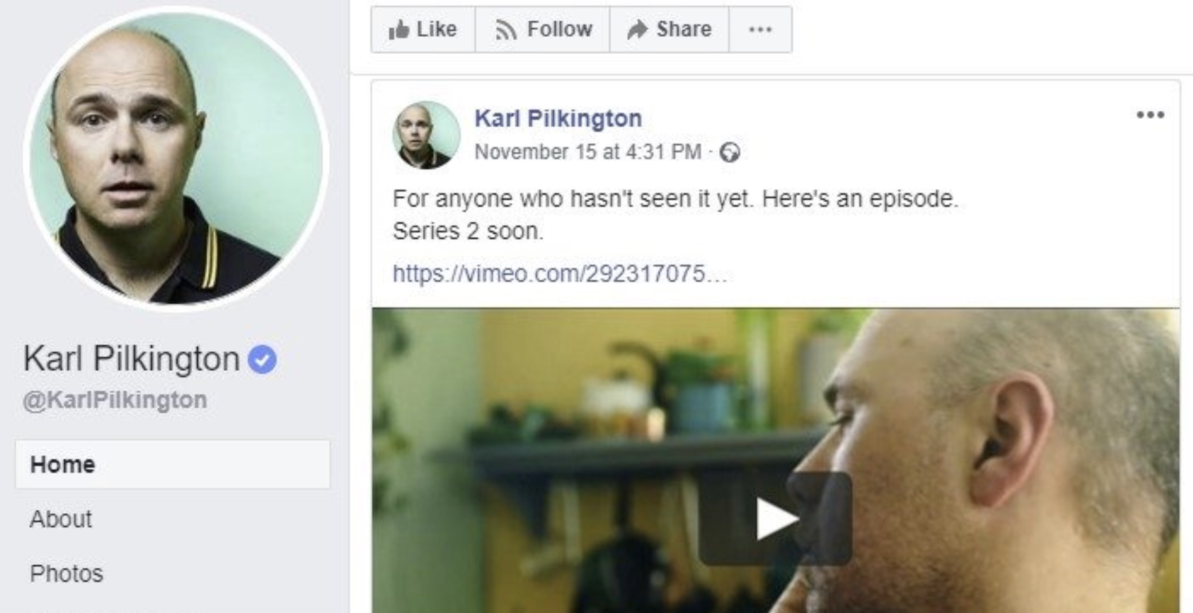 Karl Pilkington Facebook