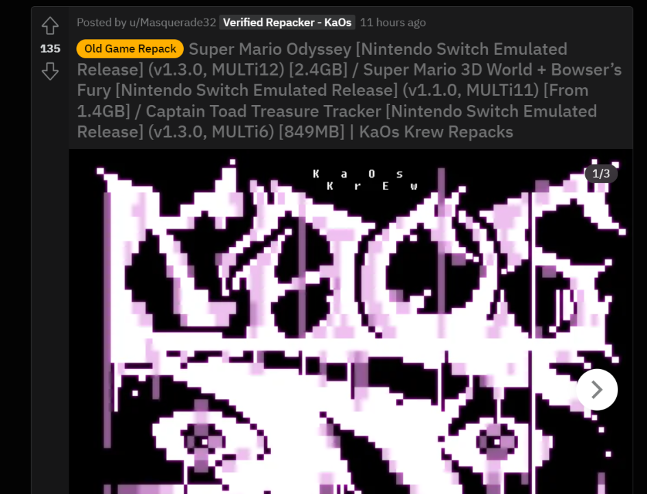 Super Mario Odyssey [Nintendo Switch Emulated Release] (v1.3.0, MULTi12)  [2.4GB] / Super Mario 3D World + Bowser's Fury [Nintendo Switch Emulated  Release] (v1.1.0, MULTi11) [From 1.4GB] / Captain Toad Treasure Tracker [ Nintendo