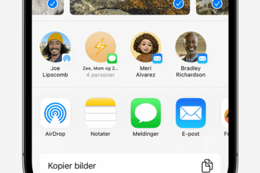 Skjermbilde av AirDrop på iPhone – kan forsvinne i Norge grunnet EUs DMA-krav