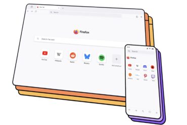 Illustrasjon av Firefox 141 på nettbrett og mobil, med AI-funksjoner som smart fanegruppering