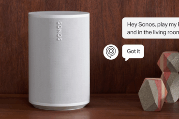 Sonos-høyttaler som viser «Hey Sonos» kommando, knyttet til rykter om smarthjem-kontroll via kommende programvareoppdatering.