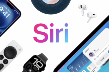 Siri vises på iPhone sammen med Apple-enheter og apper som illustrerer nye AI-funksjoner drevet av Google Gemini i iOS 26.4