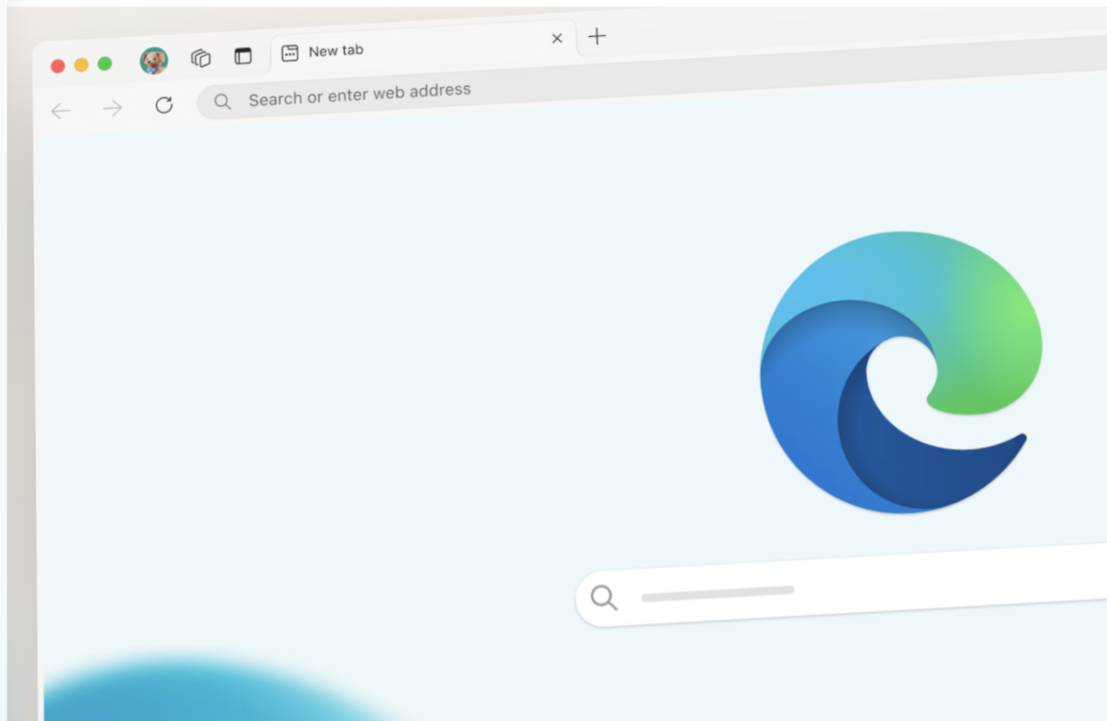 Microsoft Edge-logo vist i nettleservindu på dataskjerm, illustrerer Teams-popup som oppfordrer brukere til å velge eller installere Edge ved lenkeklikk.